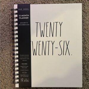 Rae Dunn 2026 Cream and Black Planner